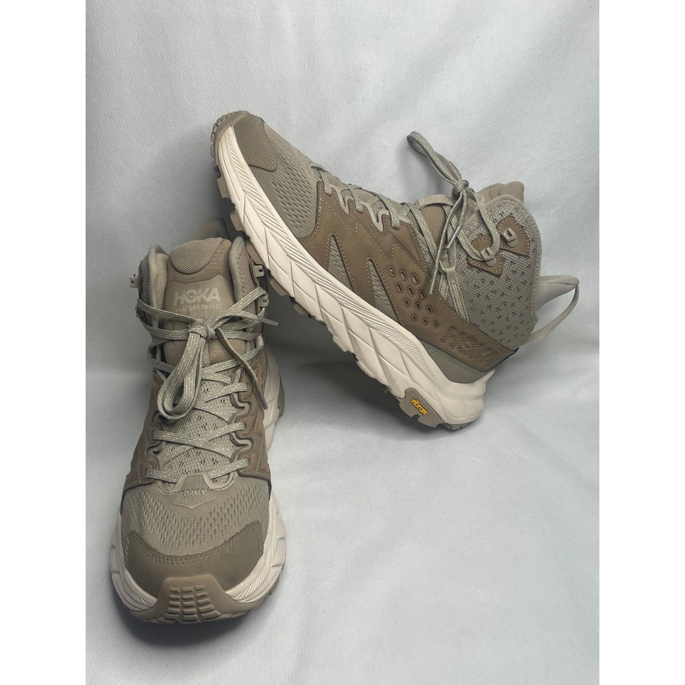 Hoka Anacapa Breeze Mid Trail Shoes Womens Size US 11B Dune Eggnog Tan Sneakers